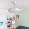 LED Ceiling Fan with 4 Retractable Blades Silteez InnovaGoods Silver 80 W Ø49-104 cm